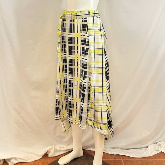 Mixed Plaid Skirt With Asymmetric Hem | Topshop - Picture 1 of 6